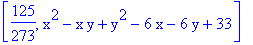 [125/273, x^2-x*y+y^2-6*x-6*y+33]